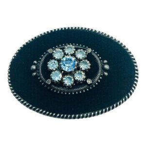 Up-cycled Vintage Belt Buckle Made in USA and  80s Rhinestone Earring Repurposed